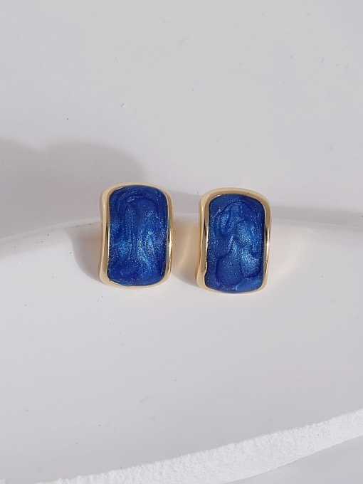 14k gold [light blue] Zinc Alloy Enamel Geometric Minimalist Stud Earring